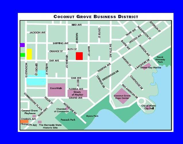 Map Of Coconut Grove Miami Florida Www Coconutgroverentals